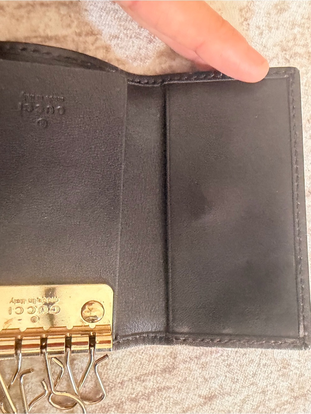 Gucci Brown GG Canvas Leather Key Case with Gold Logo - Picture 7 of 11